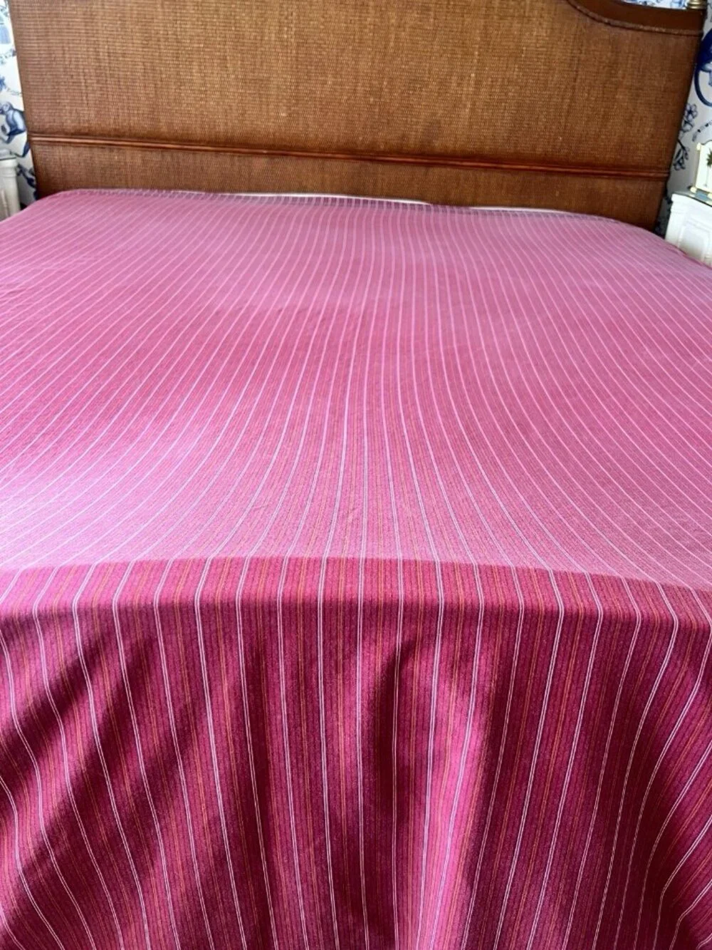 4 Pc QUEEN Sheet Set Stripe Burgundy Pinstripe West Point Stevens Made in USA